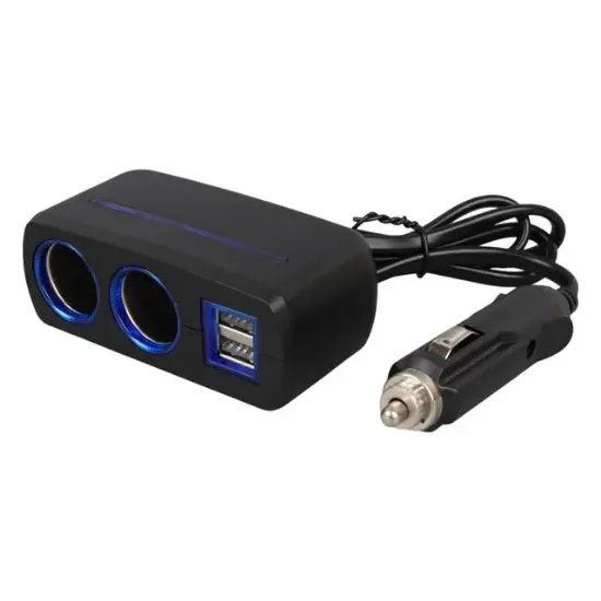 Olesson 1638 12-24V Çift USB Girişli 120W 80 CM Kablolu 2'LI Araç Çakmak Çoklayıcı resmi
