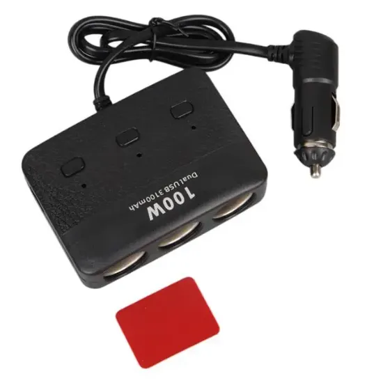 Olesson 1636 12-24V Çift USB Girişli 100W 70 CM Kablolu 3'LÜ Araç Çakmak Çoklayıcı resmi