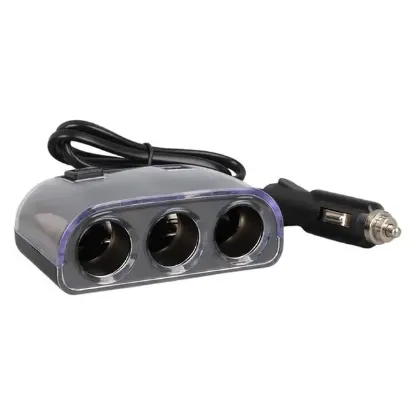 Olesson 1505 12-24V Çift USB Girişli 120W 80cm Kablolu 3'LÜ Araç Çakmak Çoklayıcı resmi