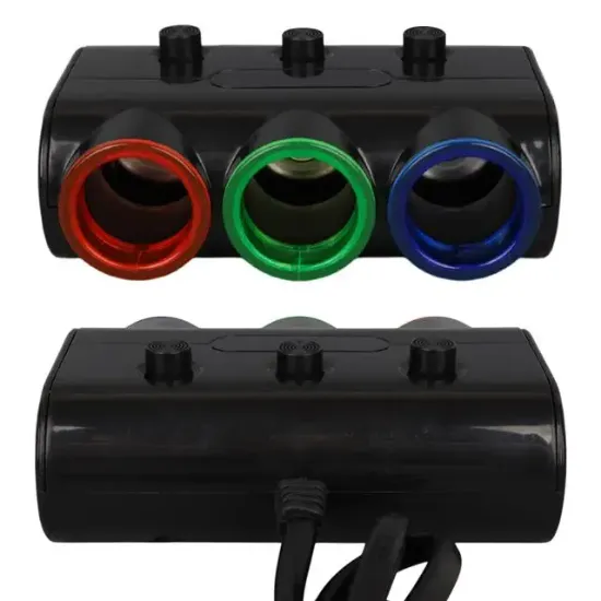 Olesson 1523 12-24V Çift USB Girişli 120W 80cm Kablolu 3'LÜ Araç Çakmak Çoklayıcı resmi