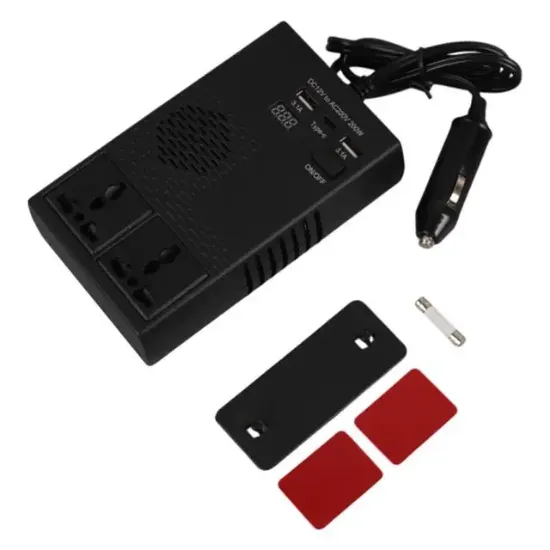 Olesson 1664 DC 12-24V 200W Oto Araç Power İnverter 1x Çakmak Girişi - 1x TYPE-C - 2x USB - 2x 220V Üniversal Priz resmi