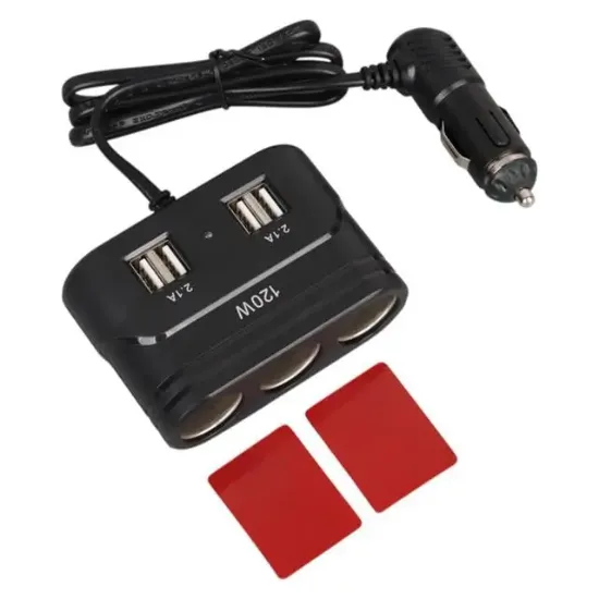 Olesson 1678 12-24V 4 USB Girişli 120W 80cm Kablolu 3'lü Araç Çakmak Çoklayıcı resmi