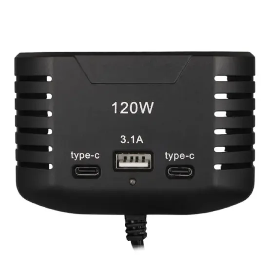 Olesson 2012 12-24V Çift TYPE-C - Tek USB Girişli 120W 80cm Kablolu 3'LÜ Araç Çakmak Çoklayıcı resmi