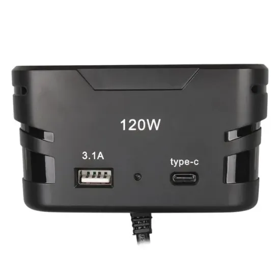 Olesson 2013 12-24V TYPE-C + USB Girişli 120W 80 CM Kablolu 3'lü Araç Çakmak Çoklayıcı resmi