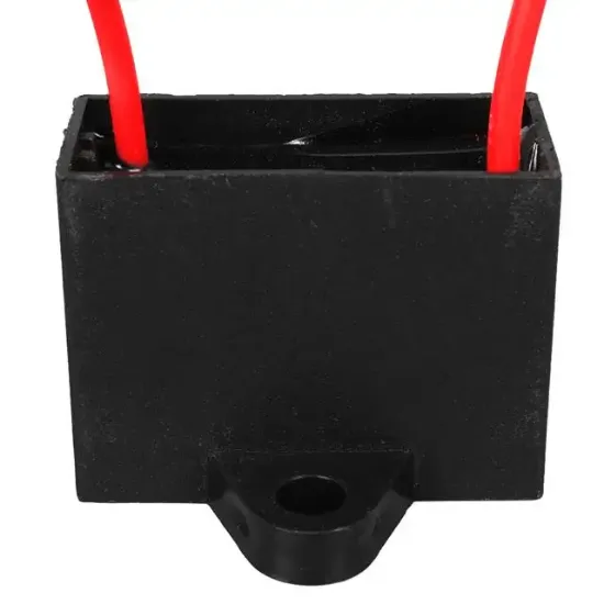 2.5UF 450VAC Siyah 10cm Kablolu Kare Tip Kutupsuz Kondansatör resmi