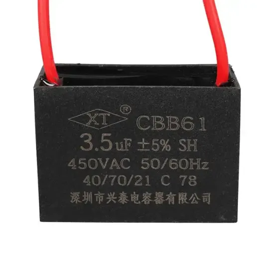 3.5UF 450VAC Siyah 10cm Kablolu Kare Tip Kutupsuz Kondansatör resmi