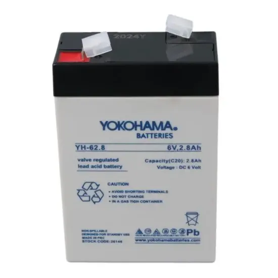 Yokohama YH-62.8 6 Volt - 2.8 Amper Dik Akü (66x33x97 mm) resmi