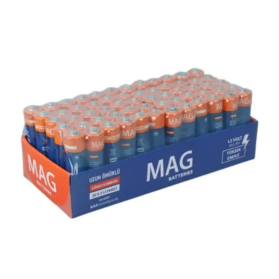 Mag Batteries MG-26172 Karbon Çinko AAA 60'lı Paket İnce Kalem Kumanda Pili (AAA,R03 UM-3) resmi