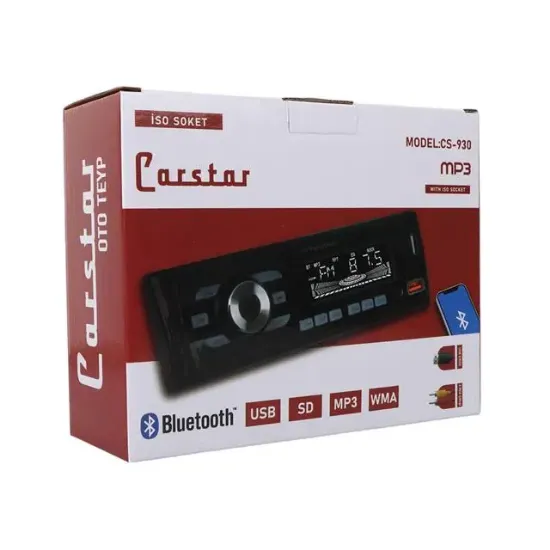 Carstar CS-930 Çift USB/SD/FM/AUX/Bluetooth Kumandalı Oto Teyp 4X60 Watt resmi
