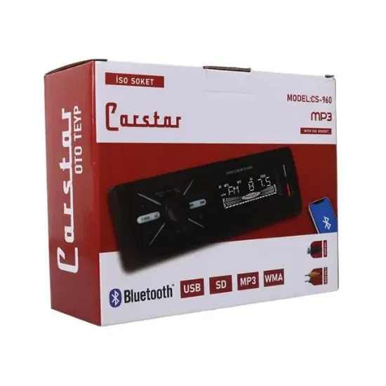Carstar CS-960 Çift USB/SD/FM/AUX/Bluetooth Kumandalı Oto Teyp 4X60 Watt resmi