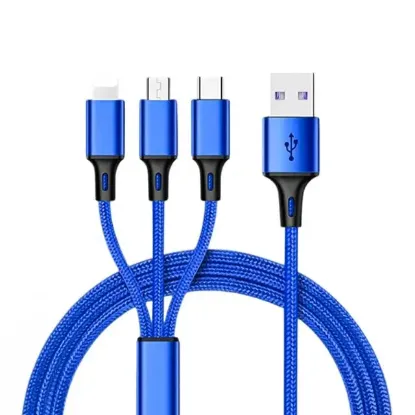 PowerMaster PM-26334 3 IN 1 Mavi 1.2 Metre Şarj Kablosu resmi