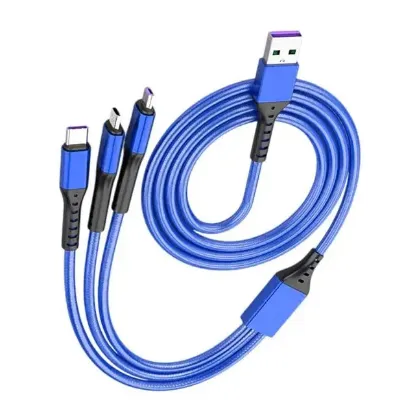 PowerMaster PM-26334 3 IN 1 Mavi 1.2 Metre Şarj Kablosu resmi