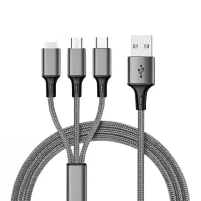 PowerMaster PM-26335 3 IN 1 Gümüş 1.2 Metre Şarj Kablosu resmi