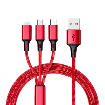 PowerMaster PM-26336 3 IN 1 Kırmızı 1.2 Metre Şarj Kablosu resmi