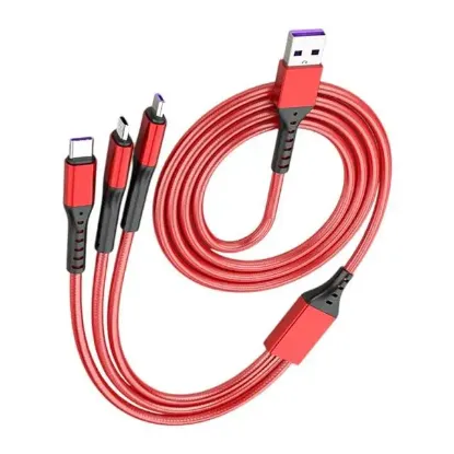 PowerMaster PM-26336 3 IN 1 Kırmızı 1.2 Metre Şarj Kablosu resmi