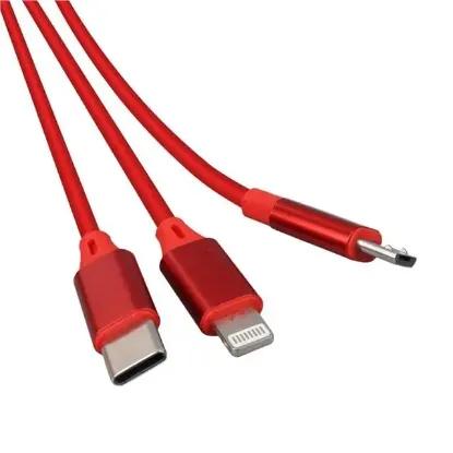 PowerMaster PM-26345 3 IN 1 Kırmızı Şarj Kablosu resmi