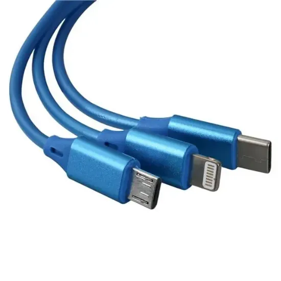PowerMaster PM-26347 3 IN 1 Mavi Şarj Kablosu resmi
