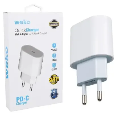 Weko Wk-26524 Beyaz Pd 20 Watt Iphone Type-C Hızlı Şarj Başlığı resmi