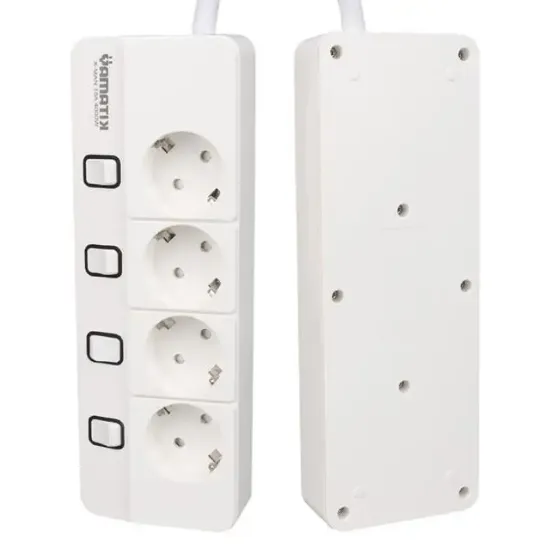 Yamatik X-MAN-104 A-CLASS 4'lü Ayrı Anahtarlı 1.3 Metre Akım Korumalı Grup Priz 1400 Joule resmi