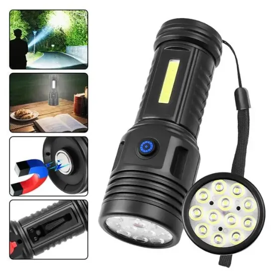 Powermaster PM-26722 Plastik 4+2 Modlu Şarjlı 12 Ledli El Feneri resmi