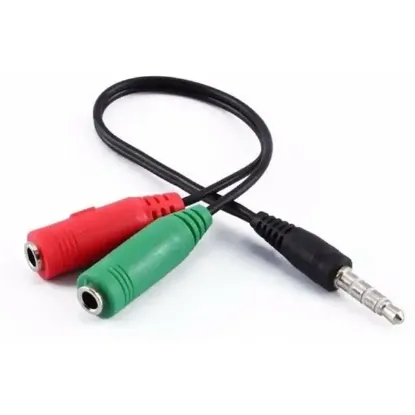 Powermaster PM-2697 3.5 Mm Stereo Erkek Kulaklık 3 Çizgili + 2 X Stereo Dişi Mikrofon Hoparlör Çoklayıcı Kablo      resmi