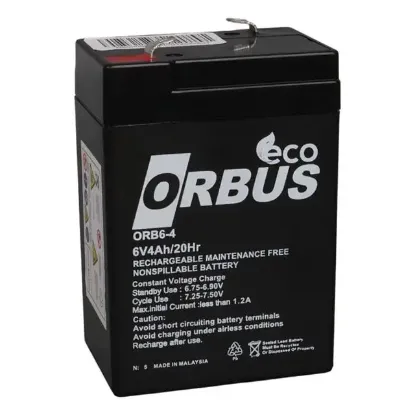 Orbus Eco ORB6-4 6 Volt 4 Amper Kuru Işıldak Aküsü (70x48x101 Mm) resmi