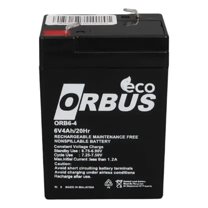 Orbus Eco ORB6-4 6 Volt 4 Amper Kuru Işıldak Aküsü (70x48x101 Mm) resmi