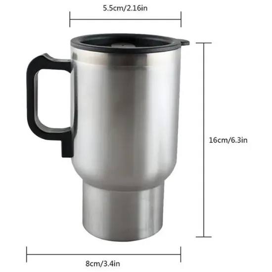 Powermaster PM-140Z 12V Paslanmaz Çelik Aktif Isı Korumalı Oto Sıcak İçecek Termosu resmi