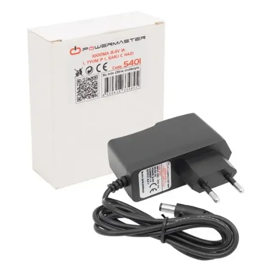 Powermaster PM-5401 8.4 Volt 1 Amper Lityum Pil Şarj Cihazı Adaptörü (5.5x2.5 Uç) resmi