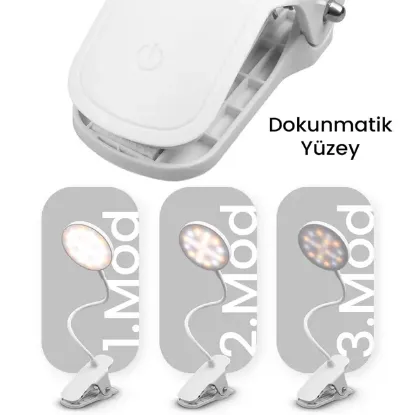 Powermaster QH8801B USB'li Dokunmatik Düğmeli Üç Modlu Beyaz Işık Masa Lambası  resmi