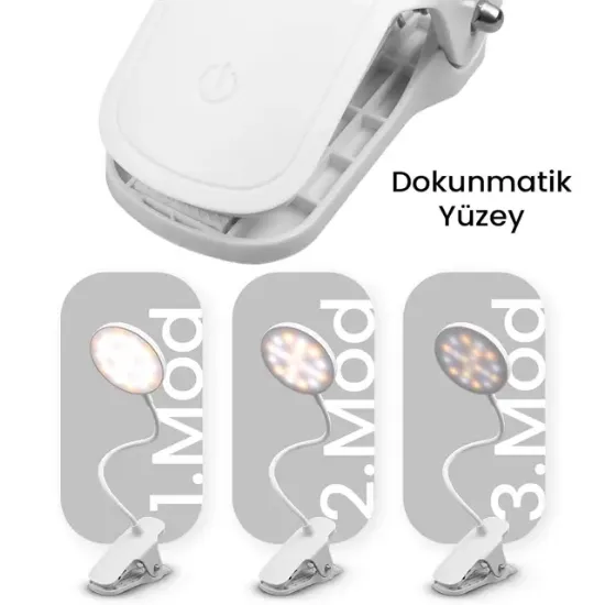 Powermaster QH8801B USB'li Dokunmatik Düğmeli Üç Modlu Beyaz Işık Masa Lambası  resmi