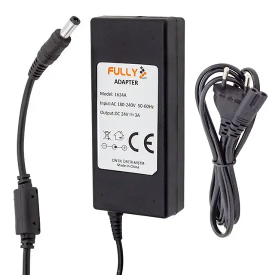 Fully O-1624A 24 Volt - 2.5 Amper Plastik Kasa Masaüstü Adaptör 5.5*2.5 Uç resmi