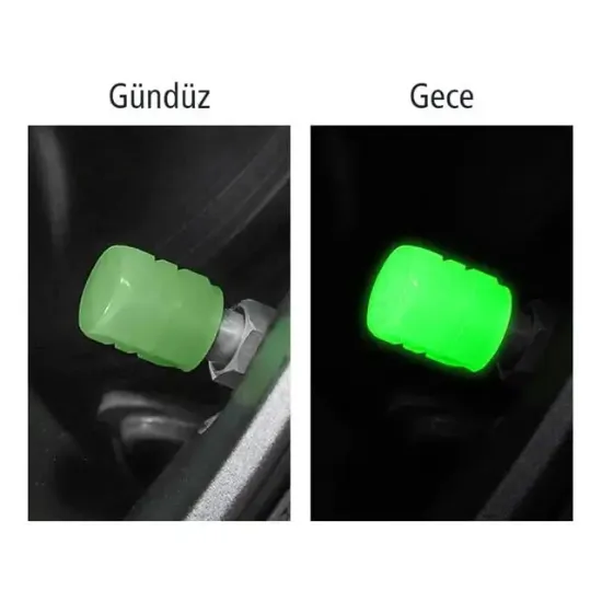 Sunup SN-21012 Yeşil Fosforlu Işık Saçan Lastik Sibop Kapak (Tekli) resmi