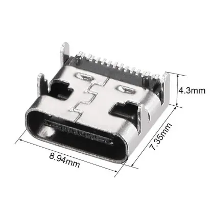 PowerMaster IC-266B-4 Type-C Dişi Şase Konnektör - USB 3.1 16 Pin Hızlı Şarj Destekli Soketi resmi