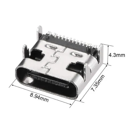 PowerMaster IC-266B-4 Type-C Dişi Şase Konnektör - USB 3.1 16 Pin Hızlı Şarj Destekli Soketi resmi