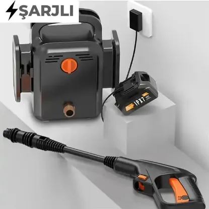 PowerMaster PM-24688 Pratik Yüksek Basınçlı Araç Yıkama Makinesi 13 Litre 80 Bar 30.000mah 350 Watt resmi
