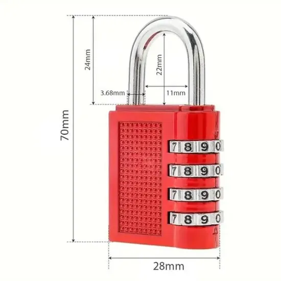 PowerMaster PM-24698 Asma Güvenlik Kilidi Bavul Dolap Kilit 4 Basamaklı Haneli resmi