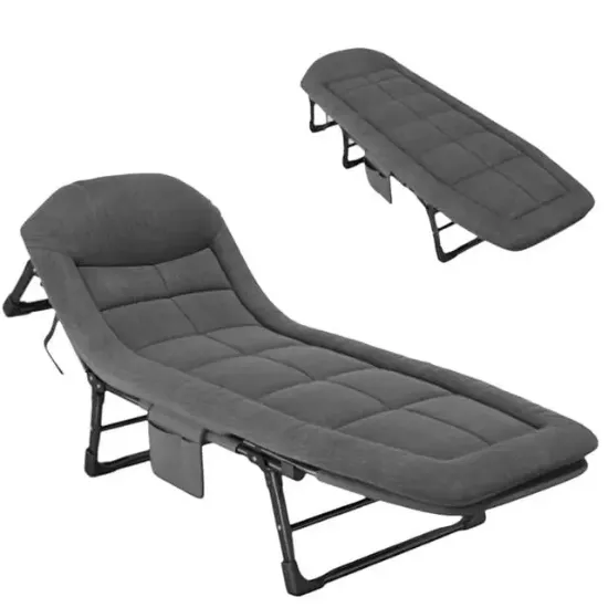 Sunup SN-24922 Taşınabilir Ayarlanabilir 5 Kademe Sünger Kamp Yatak Şezlong (Koyu Gri) resmi