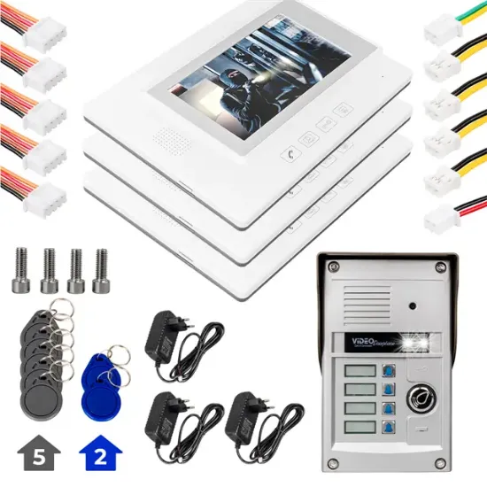 PowerMaster 37T4 3 Daire 7'' NFC Destekli Görüntülü Diafon Kapı Zili Interkom Akıllı Ev Güvenliği Sistemi resmi