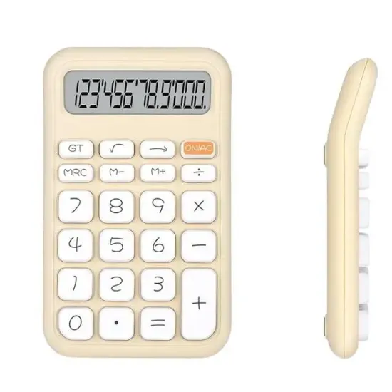 Powermaster PM-25408 Krem Renk Beyaz Tuş 12 Haneli Hesap Makinesi  resmi