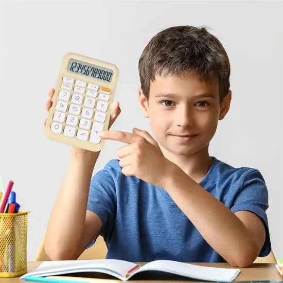 Powermaster PM-25408 Krem Renk Beyaz Tuş 12 Haneli Hesap Makinesi  resmi