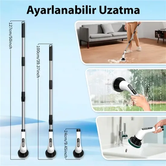 Sunup SN-26239 9'u 1 Arada Çok Amaçlı Kablosuz Şarjlı Temizlik Fırçası IP67 Yıkanabilir Başlık resmi