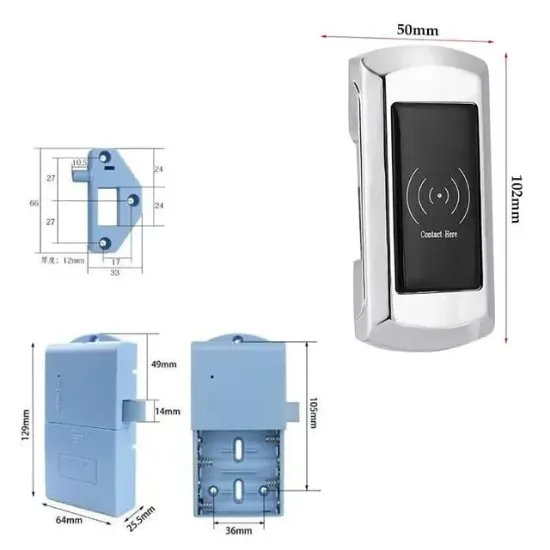 PowerMaster PM-26727 125Khz RFID Dijital Çekmece Dolap Kilidi (2'li Paket) resmi