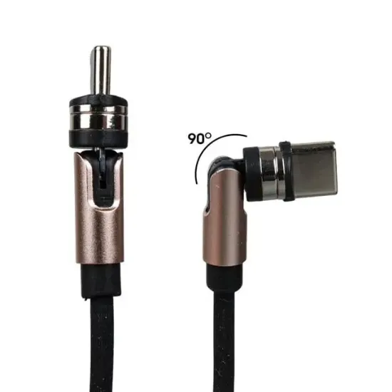 Powermaster PM-25906 Siyah 3in1  (Type C- Lightning- Micro Usb) Manyetik Uç Taşınabilir Şarj Kablosu resmi