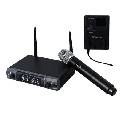 Westa WM-202HT 1 Alıcı + 1 El Mikrofonu +1 Yaka (Lavalier) Kablosuz Uhf Mikrofon Seti resmi