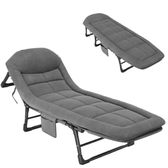 Sunup SN-26974 Taşınabilir Ayarlanabilir 5 Kademe Sünger Kamp Yatak Şezlong (Açık Gri)  resmi