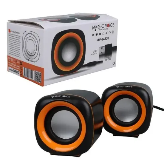 MagicVoice MV-24837 2x3 Watt Aux Multimedia Mini USB Speaker - Hoparlör resmi