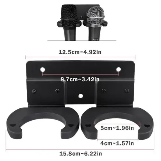 PowerMaster PM-26938 Duvara Monte Çift Mikrofon Tutucu Askı Metal Gövde resmi