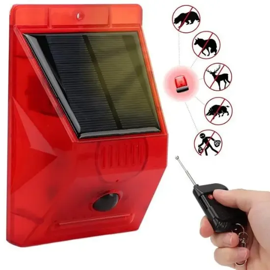 PowerMaster PM-26957 Sesli Hayvan Kovucu Alarm Cihazı Uzaktan Kumandalı Solar Panelli resmi