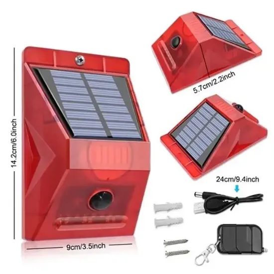 PowerMaster PM-26957 Sesli Hayvan Kovucu Alarm Cihazı Uzaktan Kumandalı Solar Panelli resmi